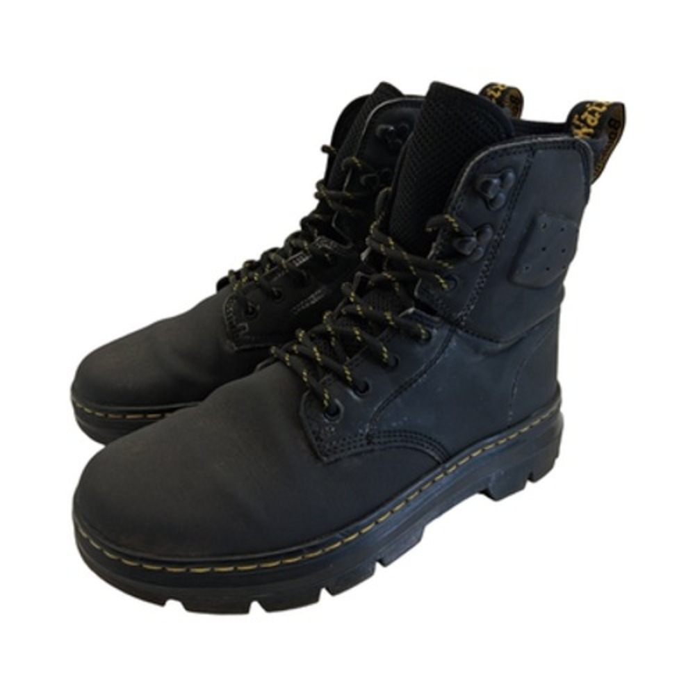 Dr Martens Boots Mens Size 8 Black Leather Quinton Combat Lace Up Work Boots